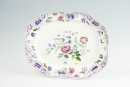 A large Spode `New Fayence` patterned floral decorated turkey platter