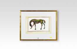 JOHN MILLS watercolour of a horse, signed and entitled verso on King Street Galleries label `
