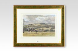 GRAHAM SMITH watercolour; hunting scene - `The Quorn` , indistinctly signed bottom right, 14.5 x