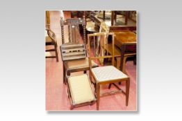 A 1930s polished dining chair with bobbin supports; an Edwardian mahogany and inlaid occasional