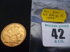 A Victorian gold sovereign, St George reign, 1889