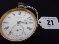 A base metal encased circular dial hunter watch marked `Superior`, having a white dial with Roman