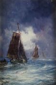 F WALTERS oils on canvas, a pair; yachting scenes, in good decorative gilt frames, both 11.5 x 7.5