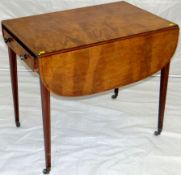 A late 18th/early 19th Century mahogany and satin wood crossbanded Pembroke table having an