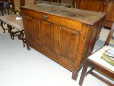 A late 17th/ early 18th Century Welsh oak chest of good proportions and having three inserted panels
