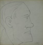LAURENCE STEPHEN LOWRY pencil drawing; a man in profile, signed with initials and dated 1920, 8 x
