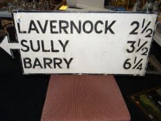 An early 20th Century South Wales railway-network mileage signpost for Lavernock (2.5), Sully (3.