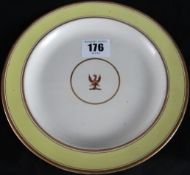 Swansea Cambrian Pottery (1764-1870); a creamware plate decorated with a gilded border surrounding a