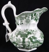 Swansea Cambrian Pottery  (1764-1870); a mid 19th Century pouch jug having green transfer print in