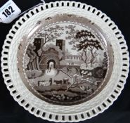 Swansea Cambrian Pottery  (1764-1870); an early 19th Century ribbon edged plate, transfer