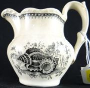 Swansea Cambrian Pottery  (1764-1870); an early 19th Century pouch jug having black and white