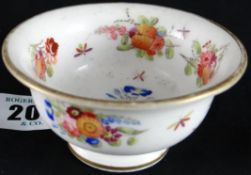 Swansea Porcelain; an early 19th Century footed tea bowl with everted rim, hand painted to the