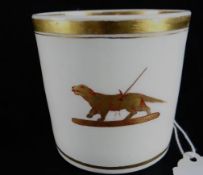 Nantgarw Porcelain; a rare South Wales decorated coffee can having a crest of a speared otter (