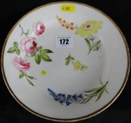Swansea Porcelain; a plate decorated with sprigs of flowers and having a gilded edge, probably