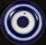 Ynysmeudwy Pottery (1845-1875);  a mid to late 19th Century flow blue circular plate having