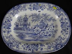 Llanelli Pottery; a mid to late  19th Century blue and white transfer printed platter in the ‘