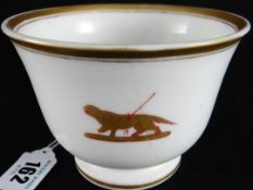 Nantgarw Porcelain; a rare South Wales decorated breakfast cup having a crest of a speared otter (