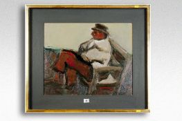 WILL ROBERTS oil on canvas; full portrait of a seated gentleman entitled verso `Garden Seat`, signed