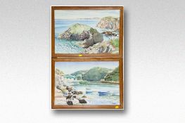 RALPH MORGAN watercolours, a pair; both of Solva, Pembrokeshire, coastline, signed, 14.5 x 21.75 ins