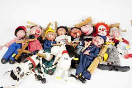 A collection of eleven unboxed Pelham puppets.