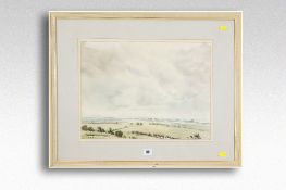 H LESLIE ADAMSON ARCA watercolour; expansive landscape, signed with initials and with original