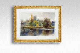 THOMAS GREENHALGH watercolour; The River Wye and Hereford Cathedral, signed, 19 x 27 ins (50 x 69