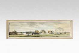 MICHAEL BARNFATHER oil on board; farmstead in a landscape entitled verso Near Ross-on-Wye with