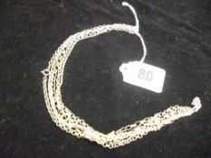 Three fine link silver neck chains, total 14 grms (0.45 oz).