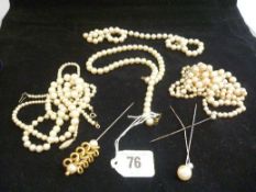 A parcel of cultured and other pearl necklaces and two other fancy necklaces.