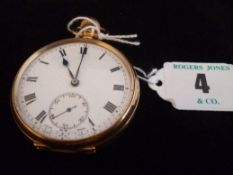 A nine carat gold encased gent`s pocket watch.