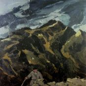 SIR KYFFIN WILLIAMS RA limited edition (154/250) print: shepherd amongst the Snowdonia mountains,