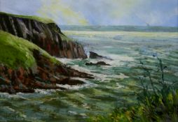 ANN FELLOWS pastel; coastal scene entitled ‘Nolton Haven’, signed, 12.5 x 18 ins (32 x 46 cms)