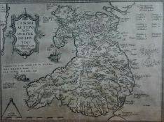 HUMPHREY LLUYD (LLWYD) map of Wales, Type A1-edition circa 1572-1606 (Cambriae Typus), 15.5 x 20.5