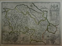 CHRISTOPHER SAXTON coloured map for Denbigh and Flintshire, 14.75 x 20 ins (37 x 51 cms)