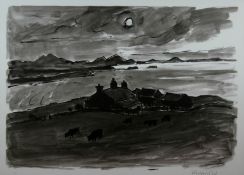 SIR KYFFIN WILLIAMS RA limited edition (89/150) print; Penrhyn Ddu Farm, Anglesey with The Rivals,