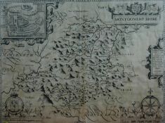 CHRISTOPHER SAXTON uncoloured map of Montgomeryshire together with a map of North Wales by ROBERT