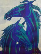 SCOTT NISBET limited edition (2/25) silk screen print; two horses, signed, 20.5 x 16 ins (52 x 41