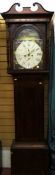 An early to mid 19th Century mahogany longcase clock having a painted dial with eight day movement