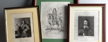 Approximately sixteen 19th Century engravings featuring leaders of the English Civil War