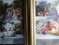 HENRY CLARE, EARLY 20TH CENTURY; Pair oil on boards - still-life studies, signed. 23.5 x 11.5 ins (
