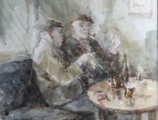 JOHN GREENSMITH; Watercolour - `Debating the Point`, two gentlemen seated at a public house, signed,