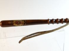 An early George V policeman`s truncheon with hand painted armorial for Birmingham with His Royal