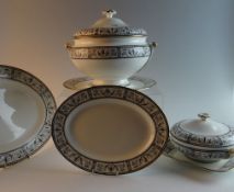 A fifty-four piece Wedgwood dinner service each piece in a classical black and white bordered style
