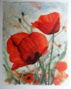 CONTINENTAL SCHOOL print; study of poppies, indistinctly signed and dated 1996, 25 x 19 ins (63.5