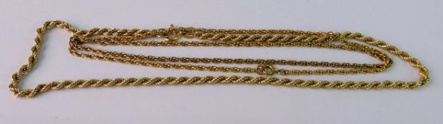 A GOLD & YELLOW METAL CHAIN; Both with fancy links. Marked 9K, 4.5g and the unmarked 9.4g