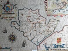 JOHN SPEED Map `Anglesey (Antiently called Mona - described 1610)`, 16 x 20.5 ins (41 x 52 cms)