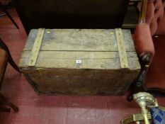 An antique pine blanket box, 32.5 ins (83 cms) long