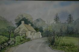 HORACE WILLIAMS; `DOLBENMAEN COTTAGES`, watercolour, monogrammed and signed, titled and dated on the