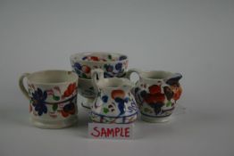 A group of five mixed miniature Gaudy Welsh items, various patterns and sizes