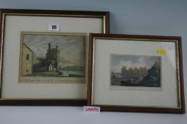 Group of seven early nineteenth century and later coloured lithographs relating to Caernarvon Castle